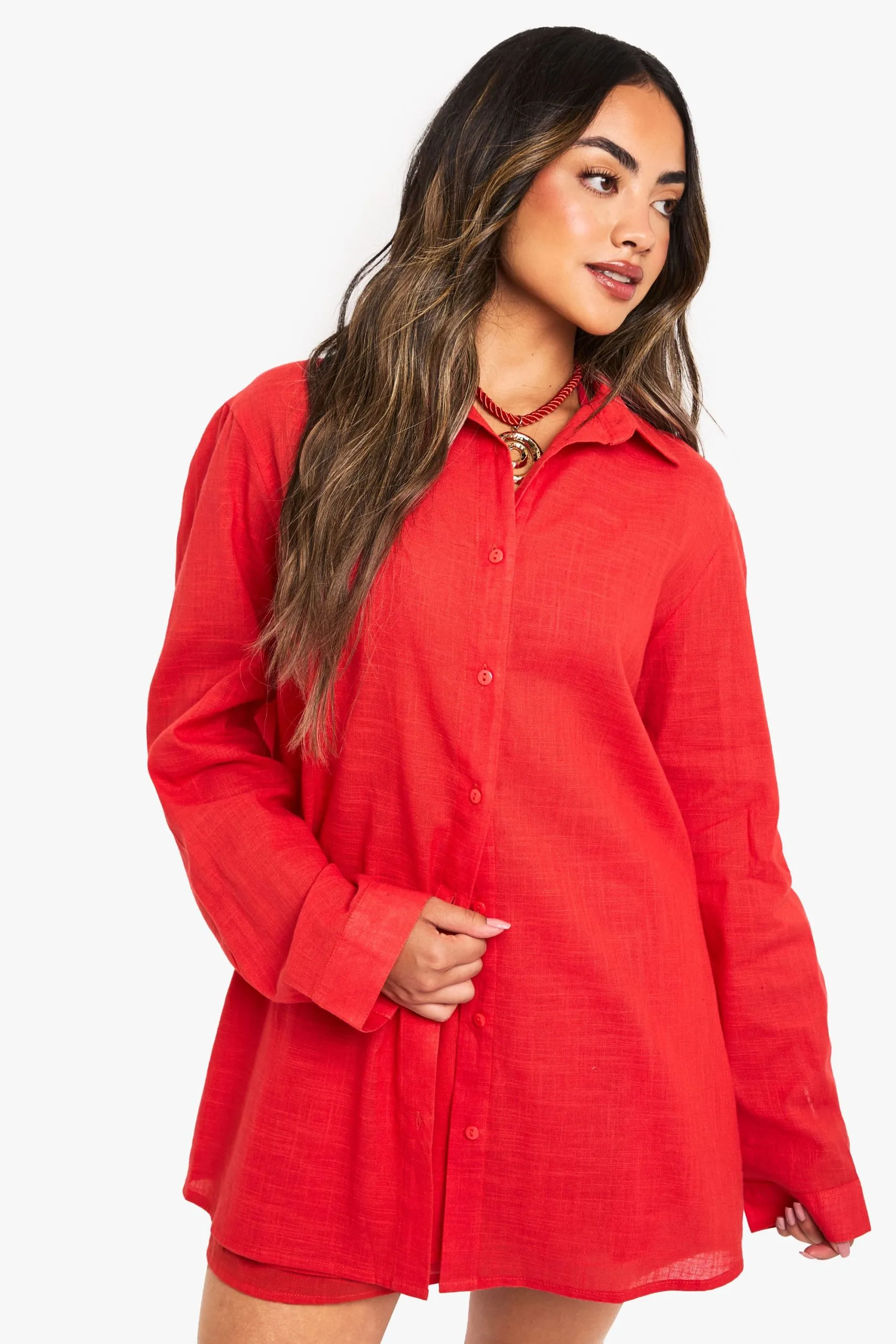Linen Oversized Beach Shirt