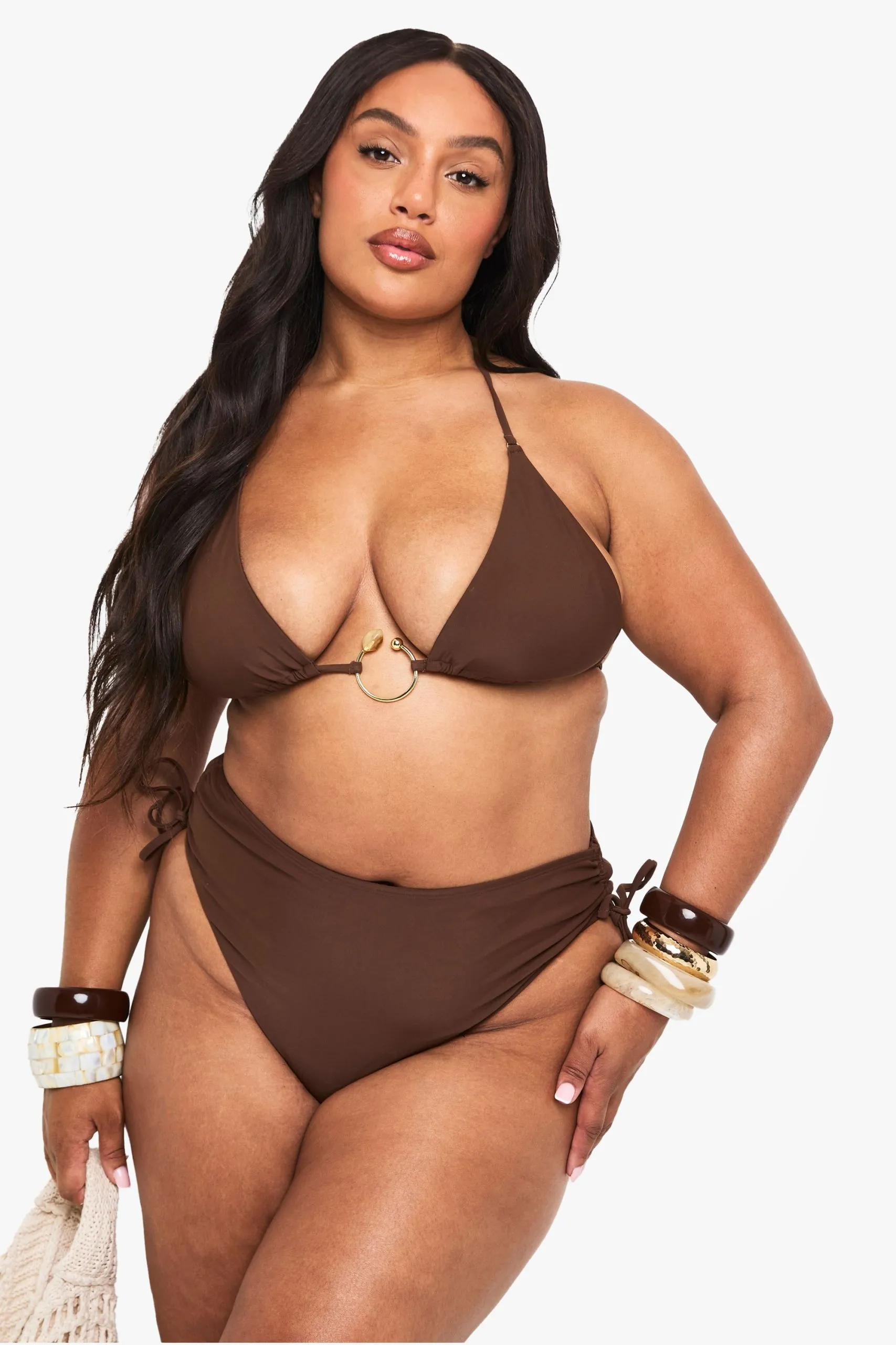 Plus Resin Trim Triangle Bikini Top