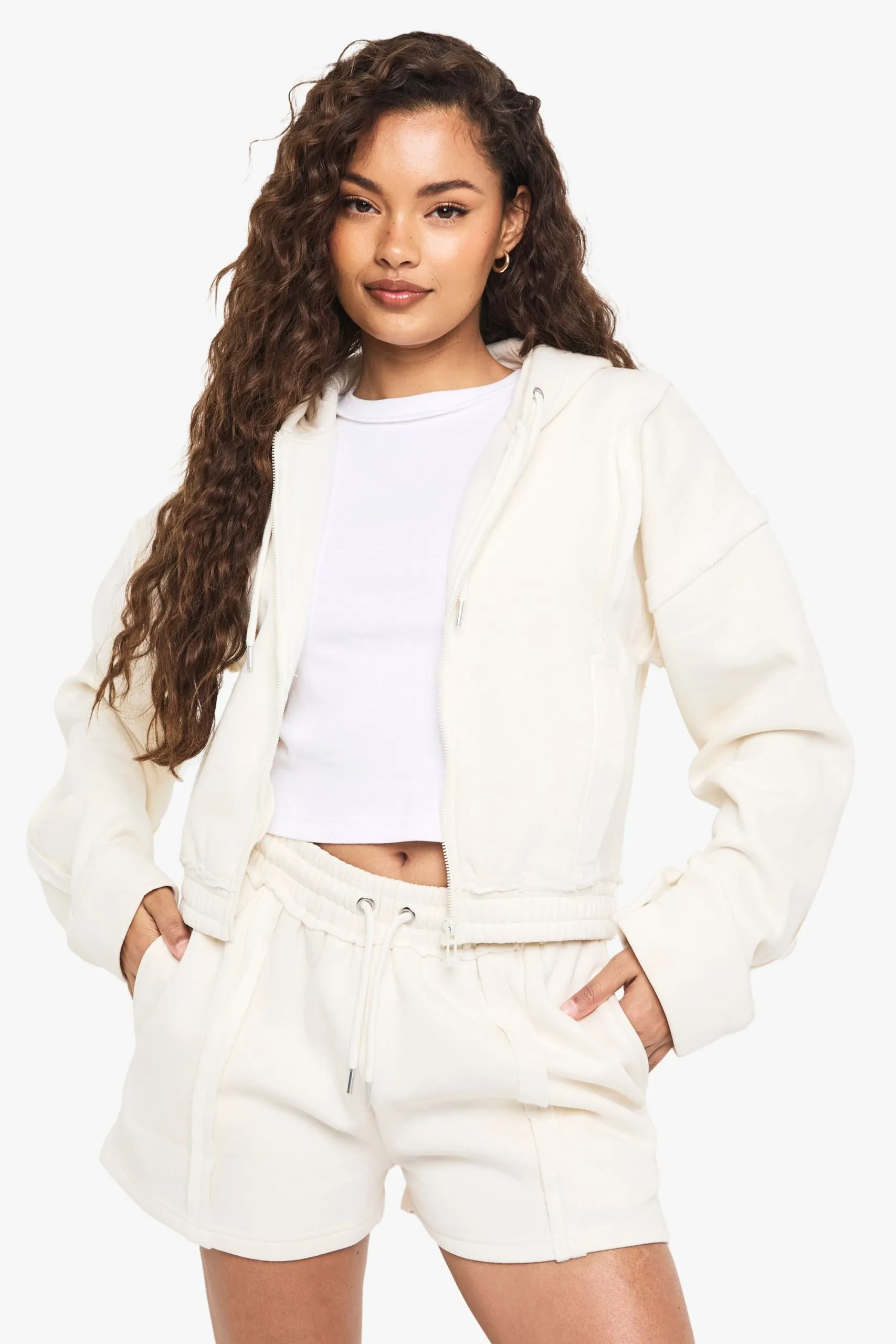 Exposed Seam Zip Through Short Tracksuit