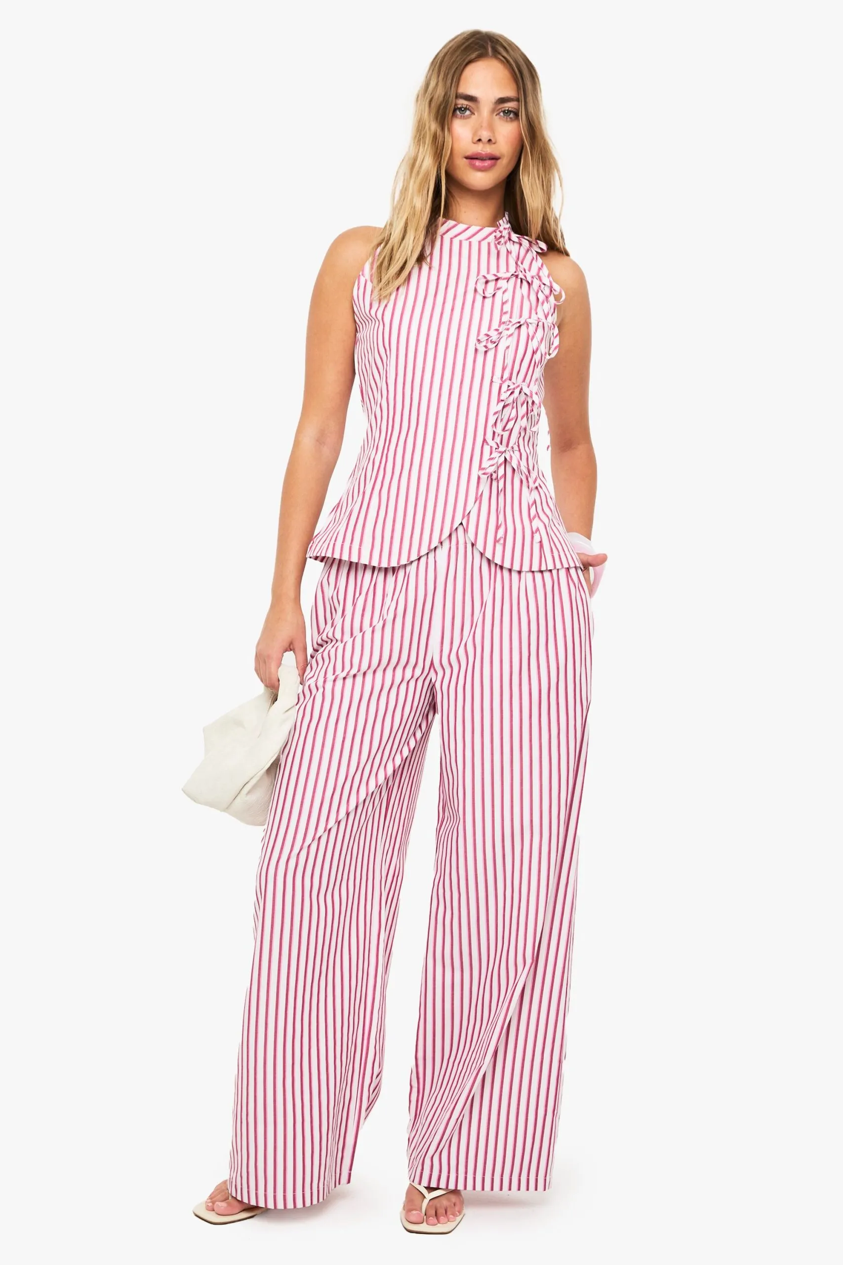 Stripe Bow Detail Waistcoat & Trouser Co-Ord