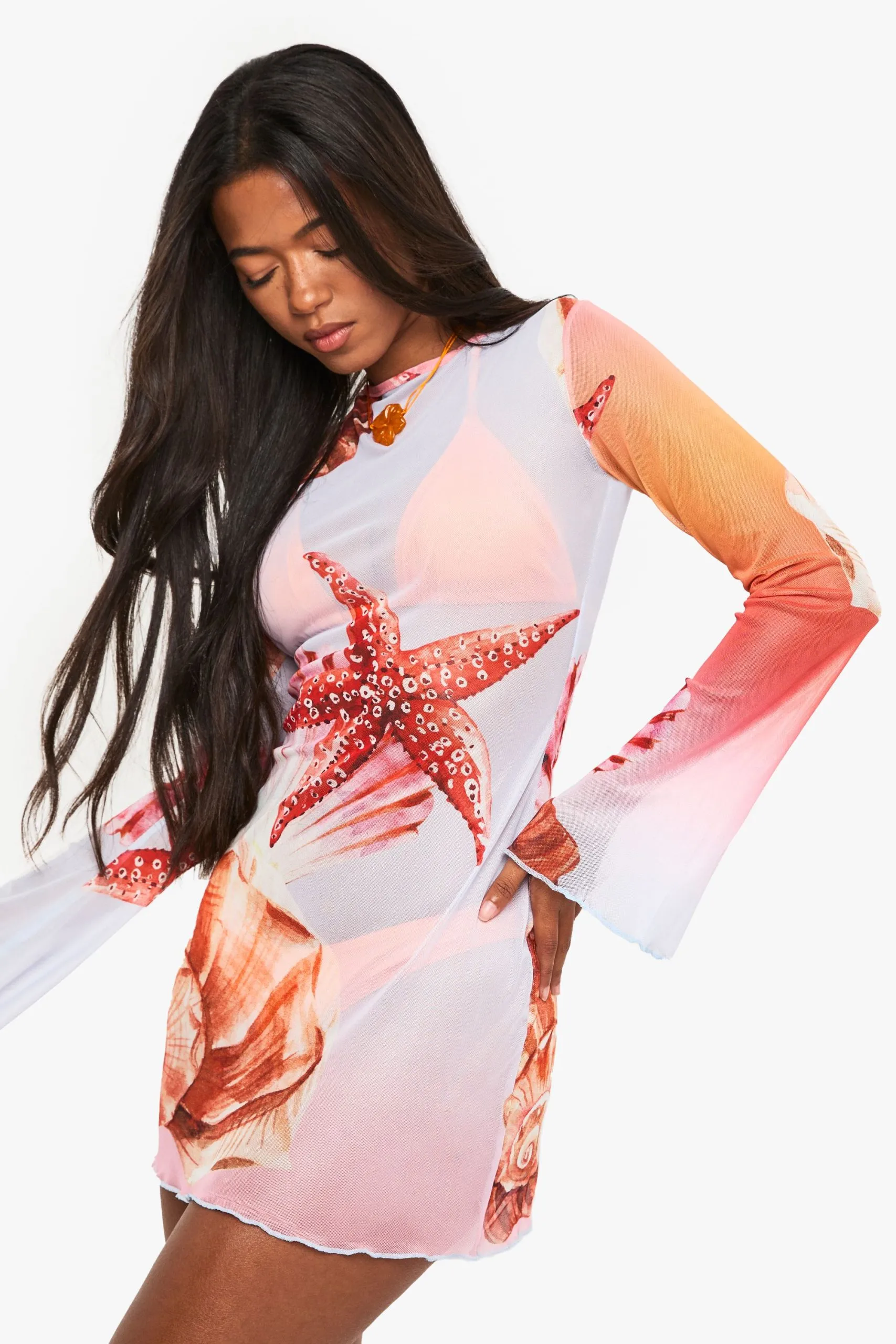 Shell Print Mini Beach Dress