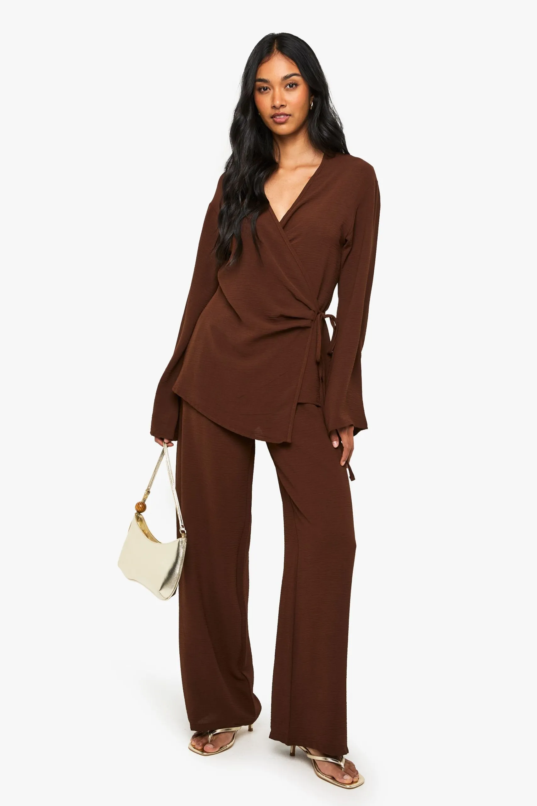Woven Wrap Top & Trouser Set