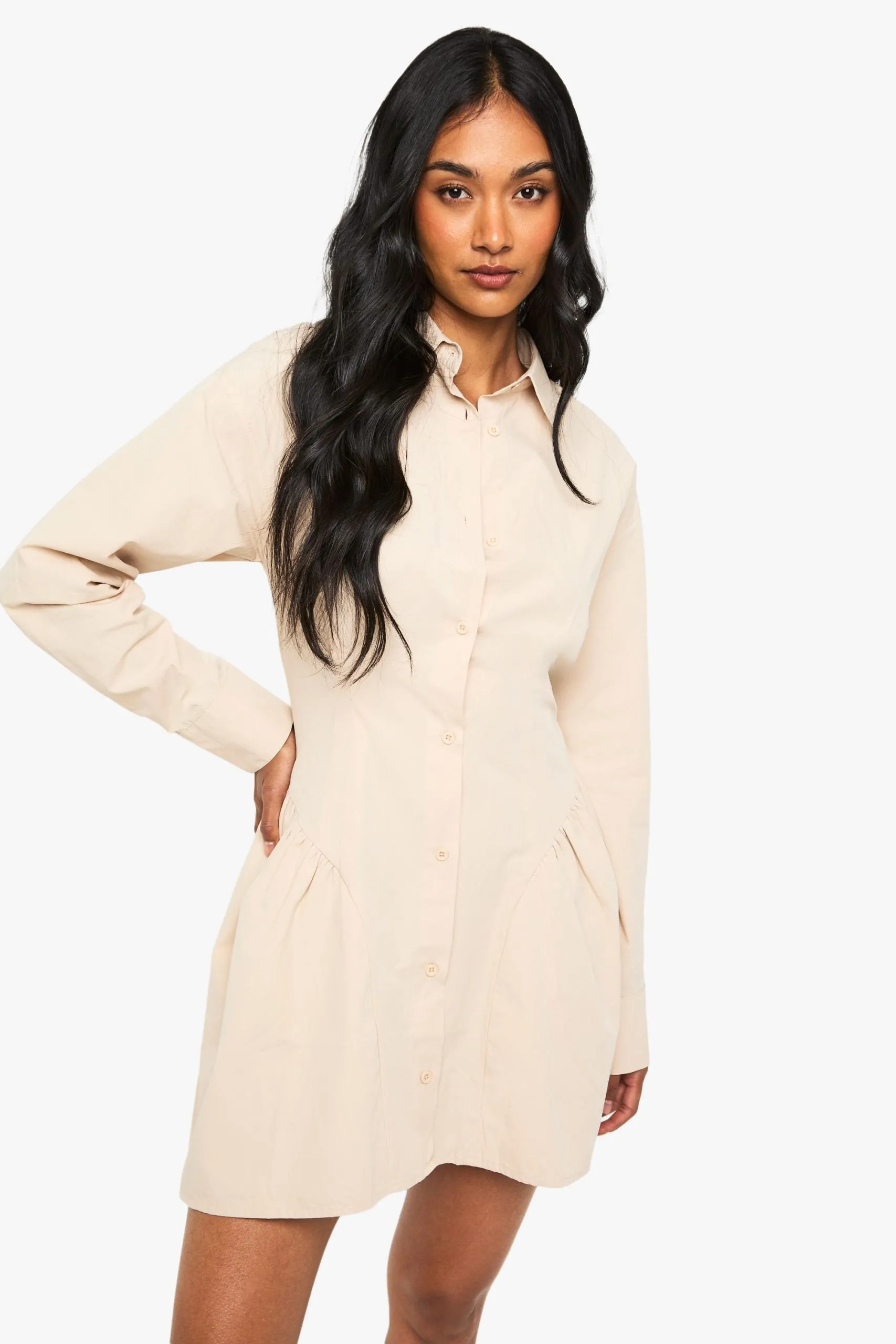 Poplin Volume Hem Shirt Dress