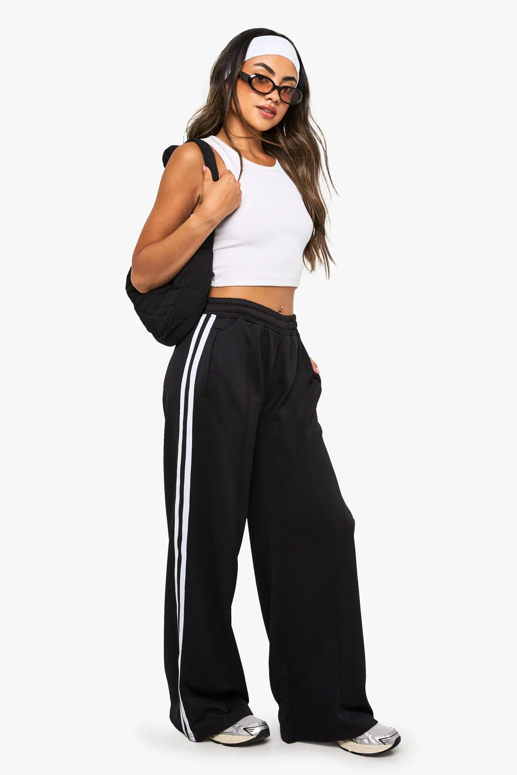 Tricot Side Stripe Tape Straight Leg Jogger