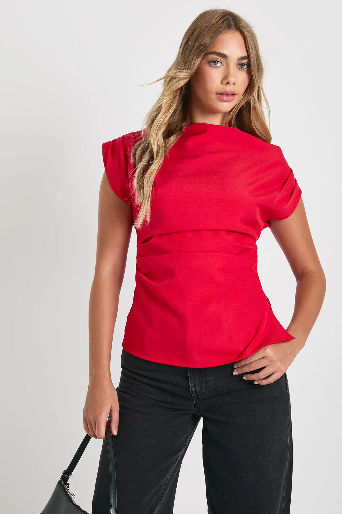 Woven One Shoulder Longline Top