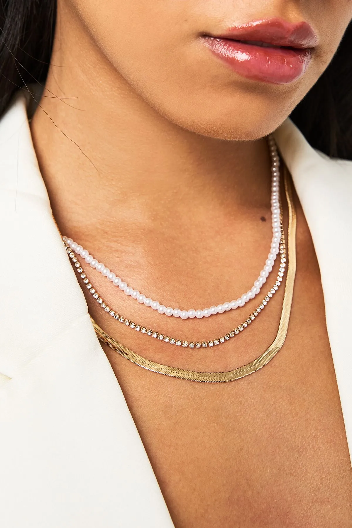 Gold Pearl Layered Necklace