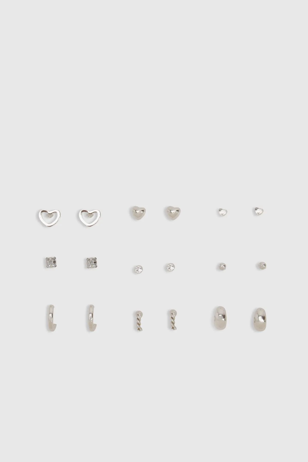 Silver Stud Earring 9 Pack