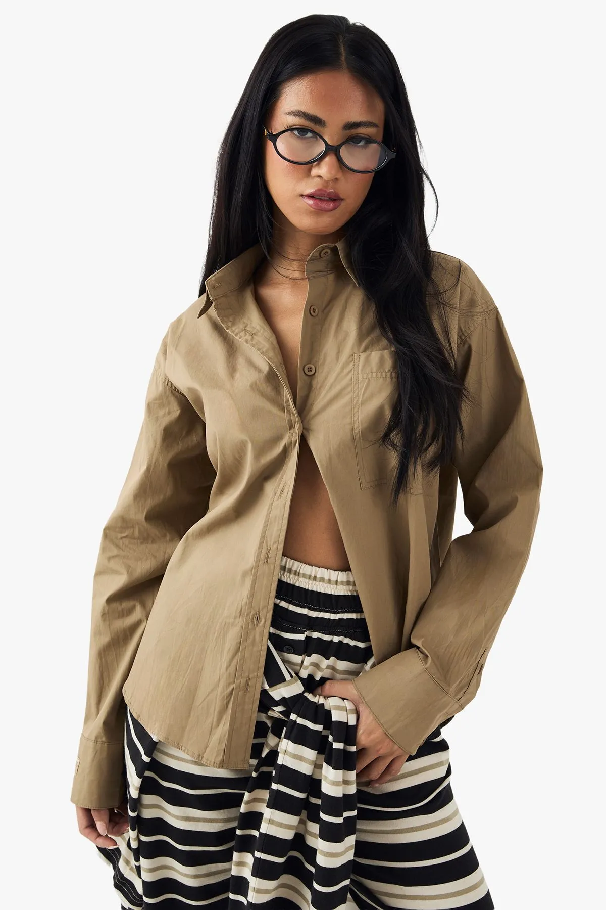 DSGN Studio Woven Label Oversized Pocket Detail Shirt