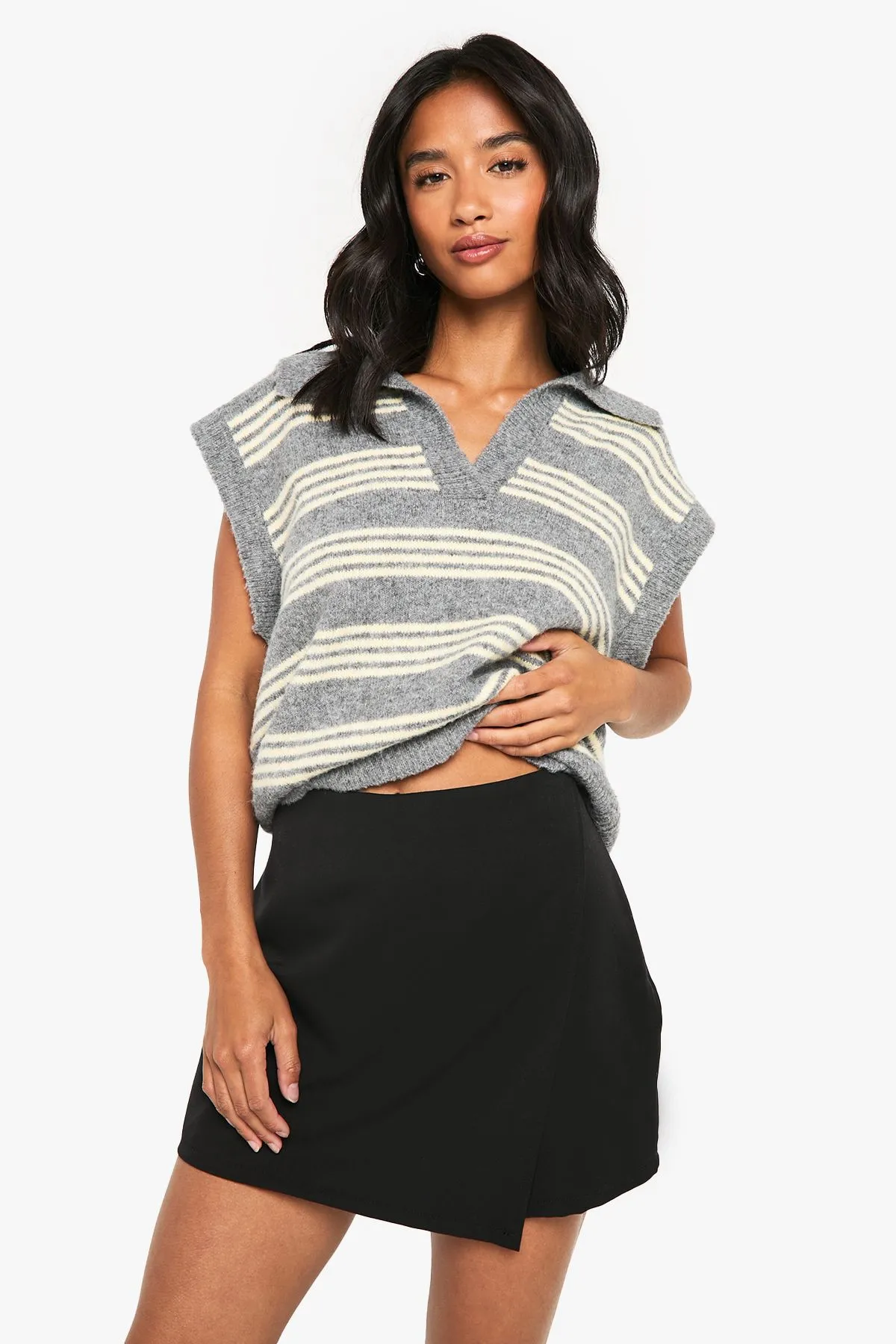 Petite Tailored Wrap Front Mini Skort