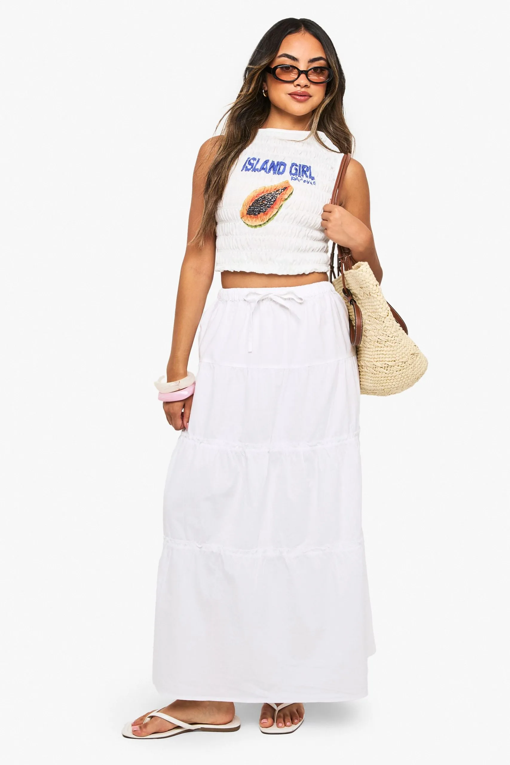 Tiered Cotton Maxi Skirt