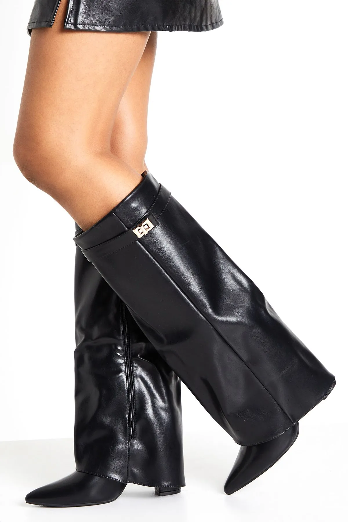 Knee High Fold Down Buckle Boots