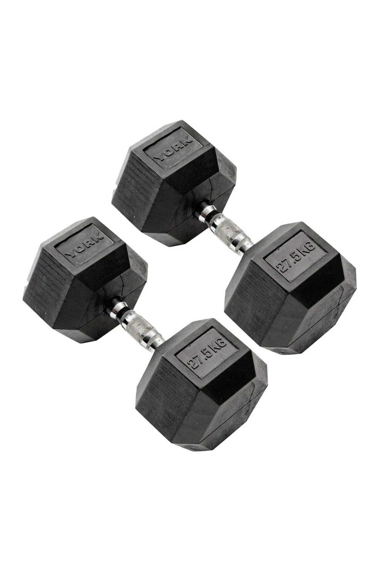 27.5kg Commercial Rubber Hex Dumbbells