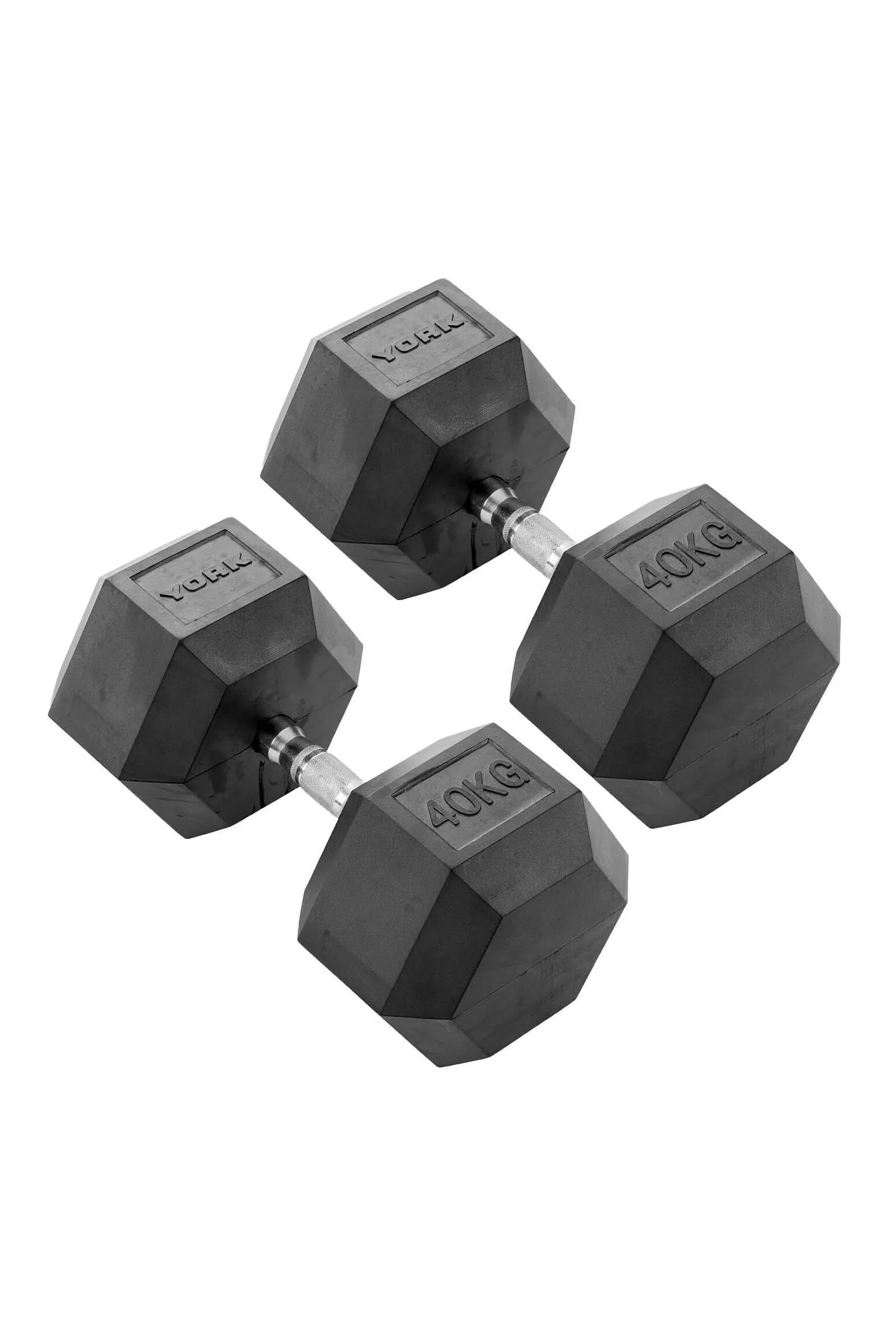 40kg Commercial Rubber Hex Dumbbells