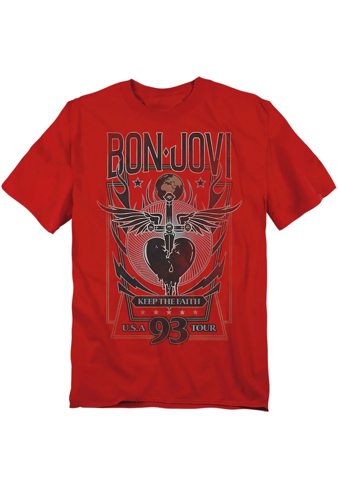 Bon Jovi Keep The Faith T Shirt, Red