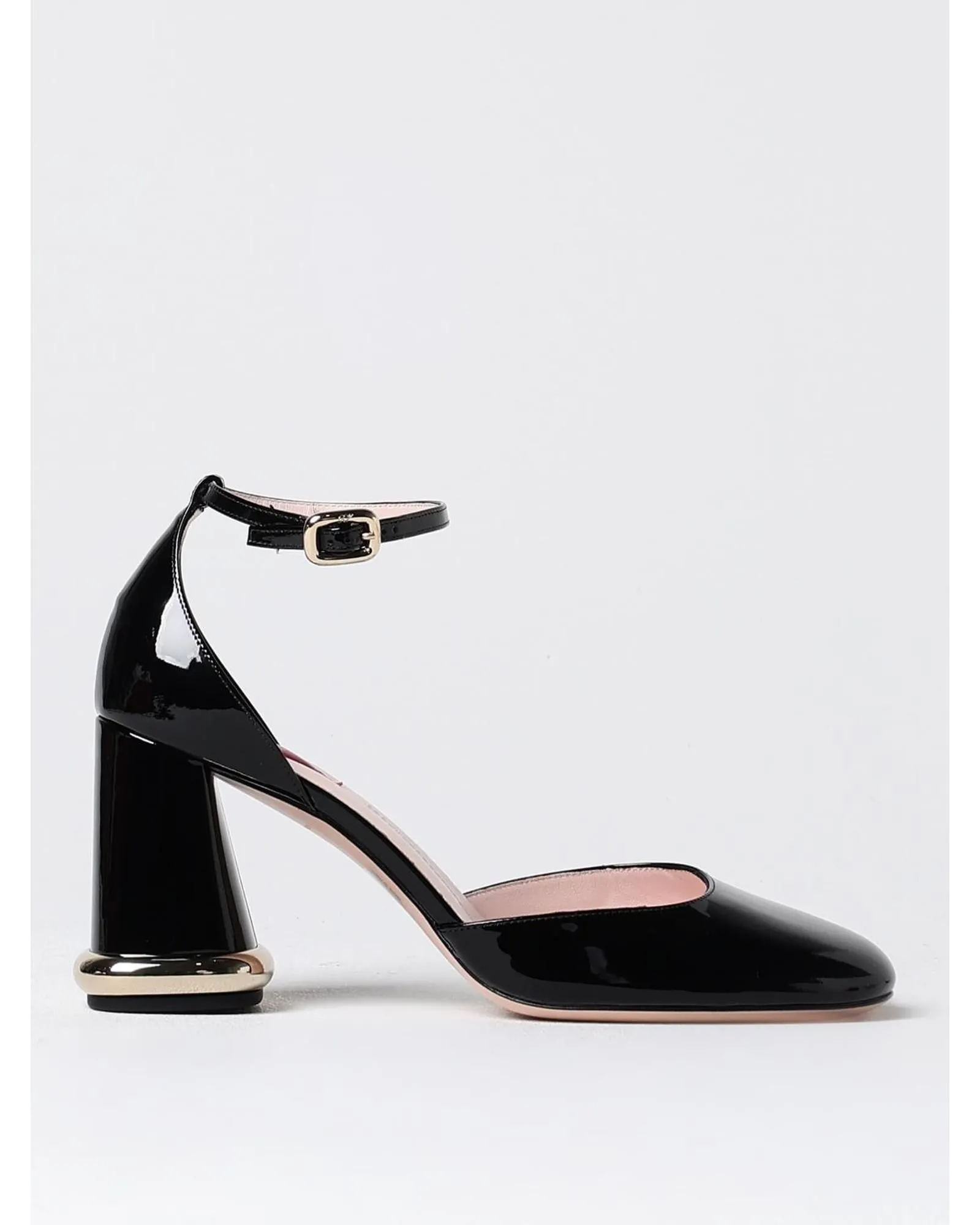 Patent Leather Block Heel Pumps- Black High Heel Shoes