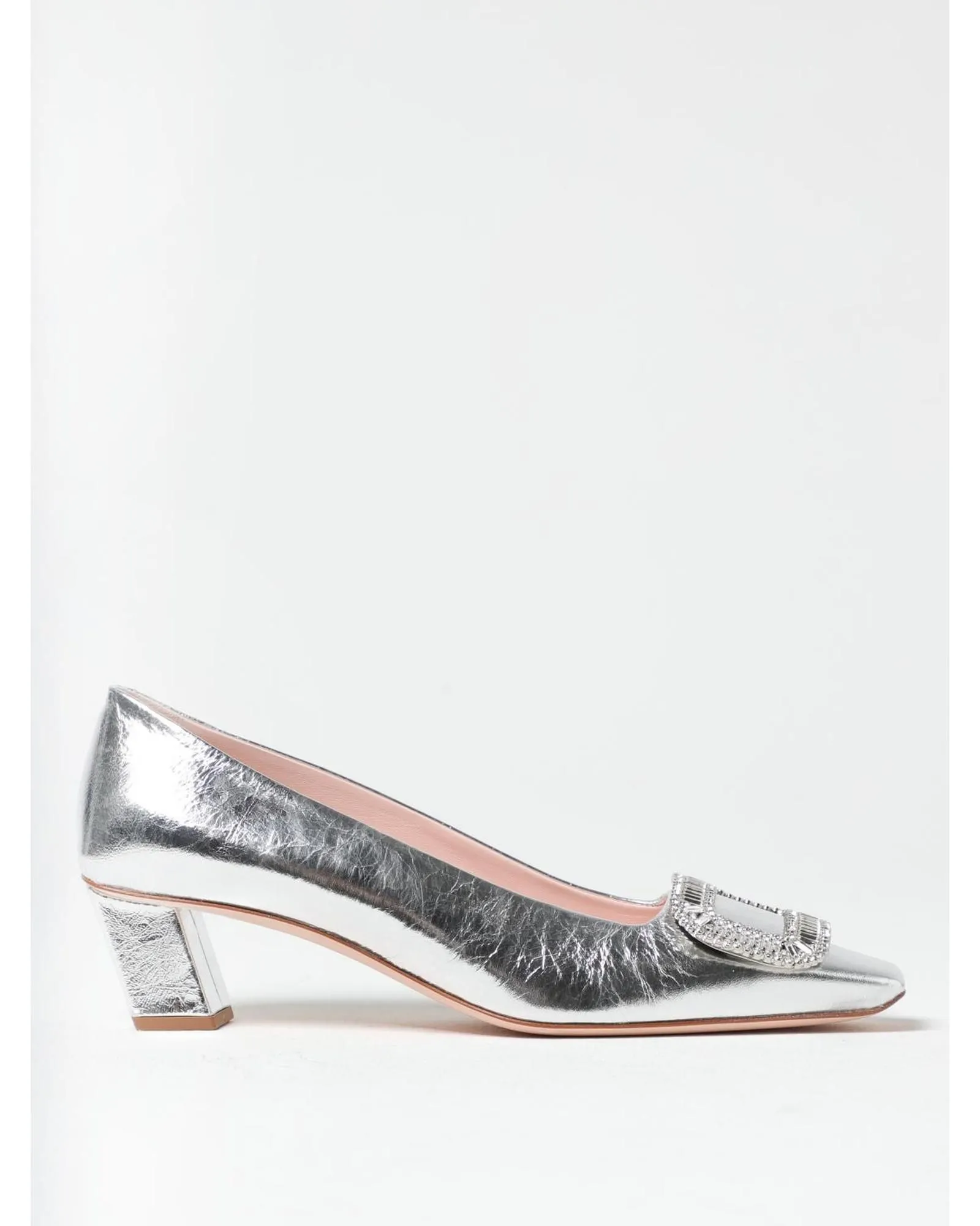 Belle Vivier Pump Crystal Buckle- Silver