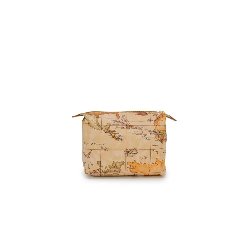 World Map Cosmetic Case- Beige Bags