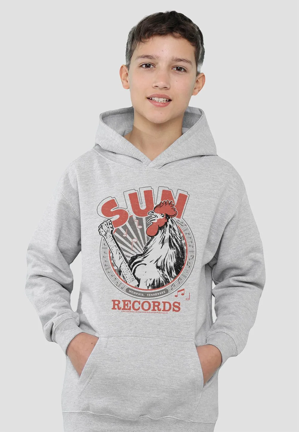 Sun Records Music Youth Kids Pull-Over Hoodie, Athletic Heather