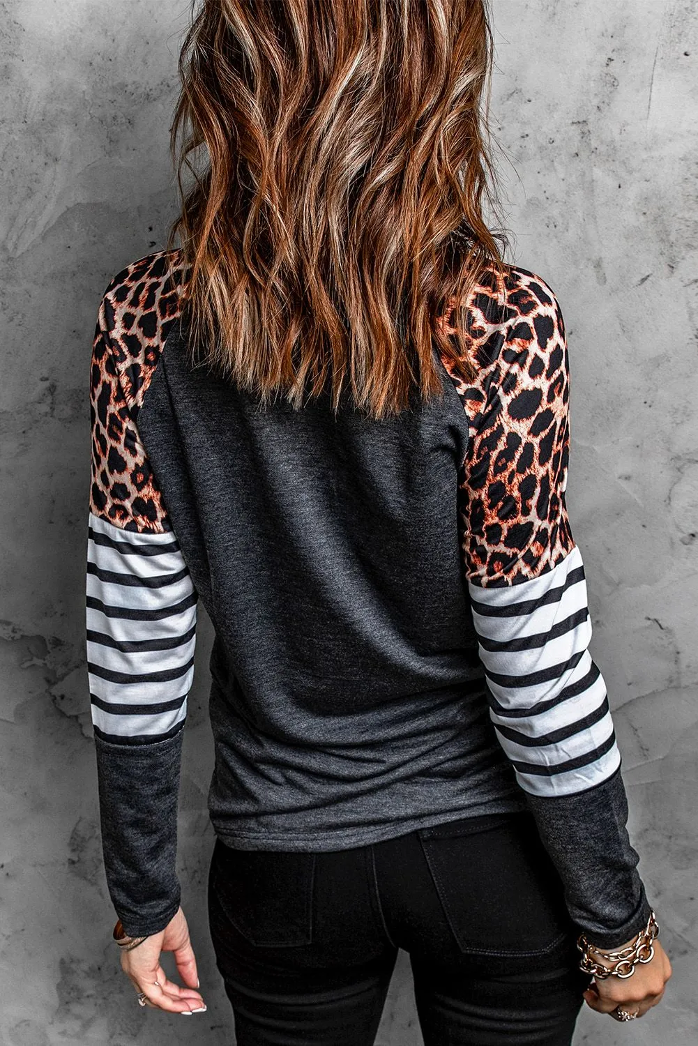 Leopard Striped Long Sleeve Top