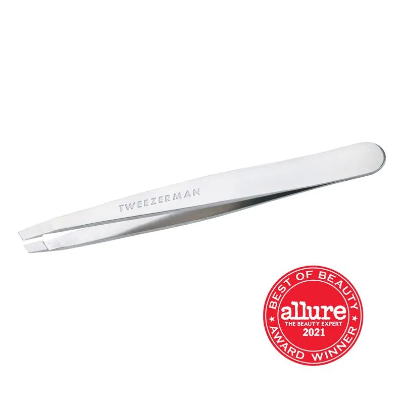Slant Tweezer-Platinum Silver
