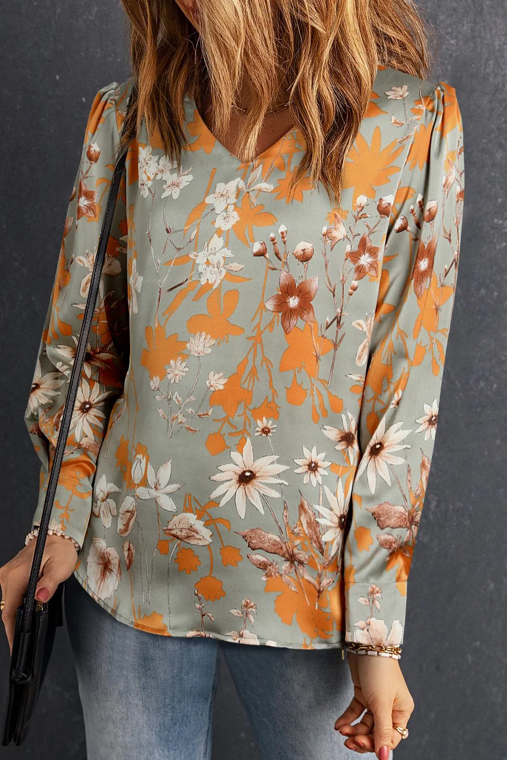 Long Sleeve V Neck Blouse