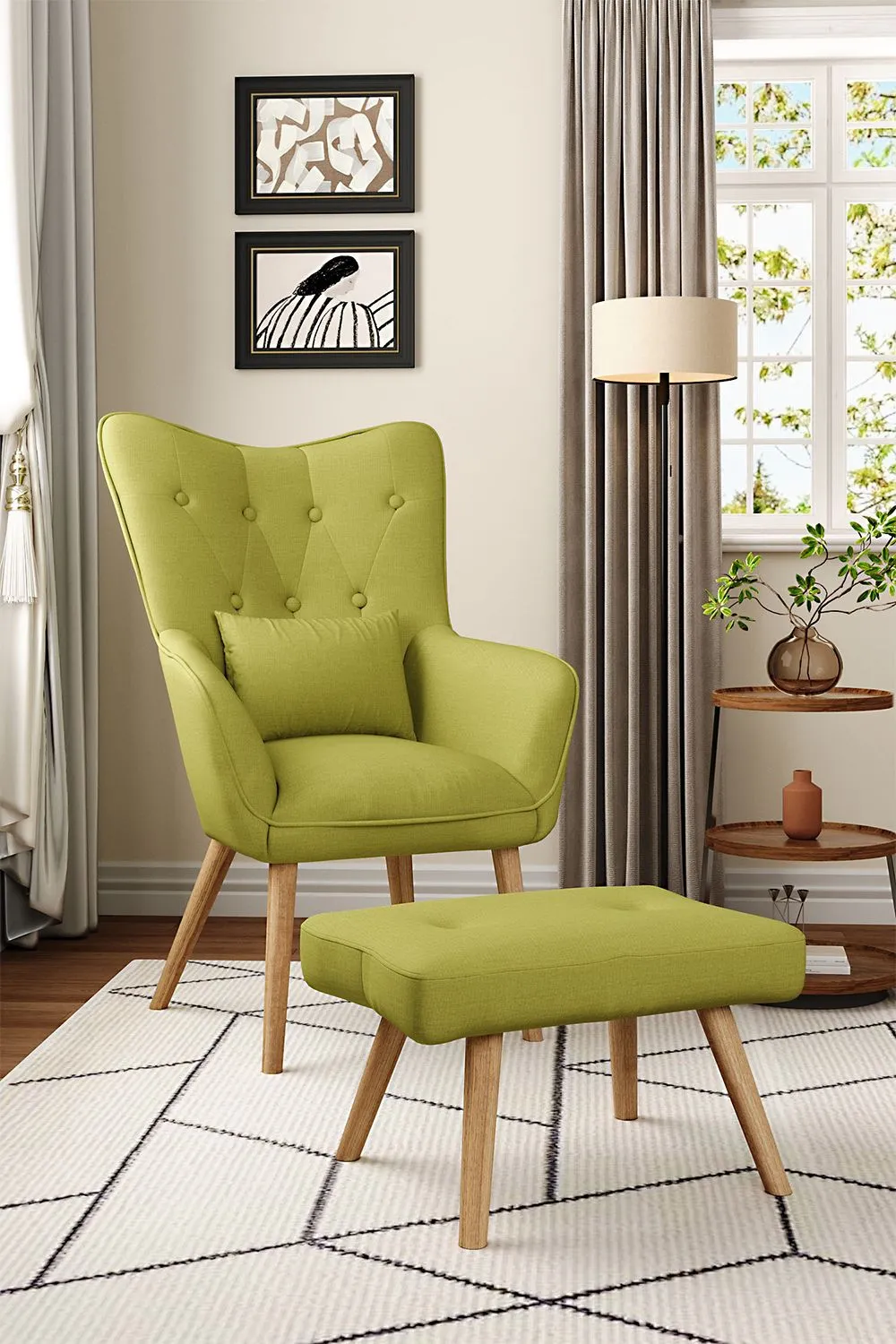 Leisure Armchair with Cushion and Footstool