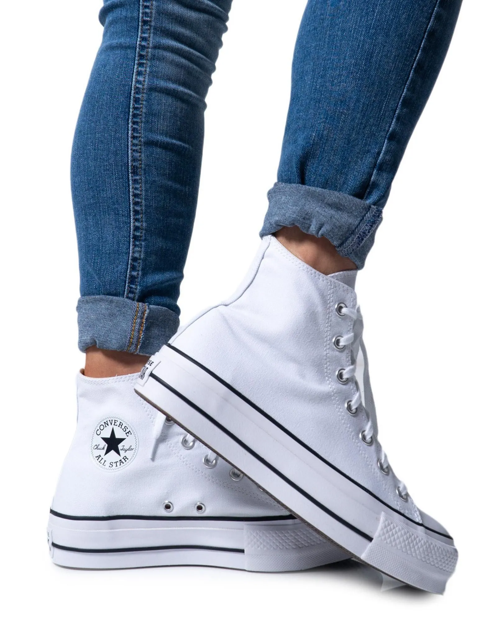 Platform High Top Sneakers- White
