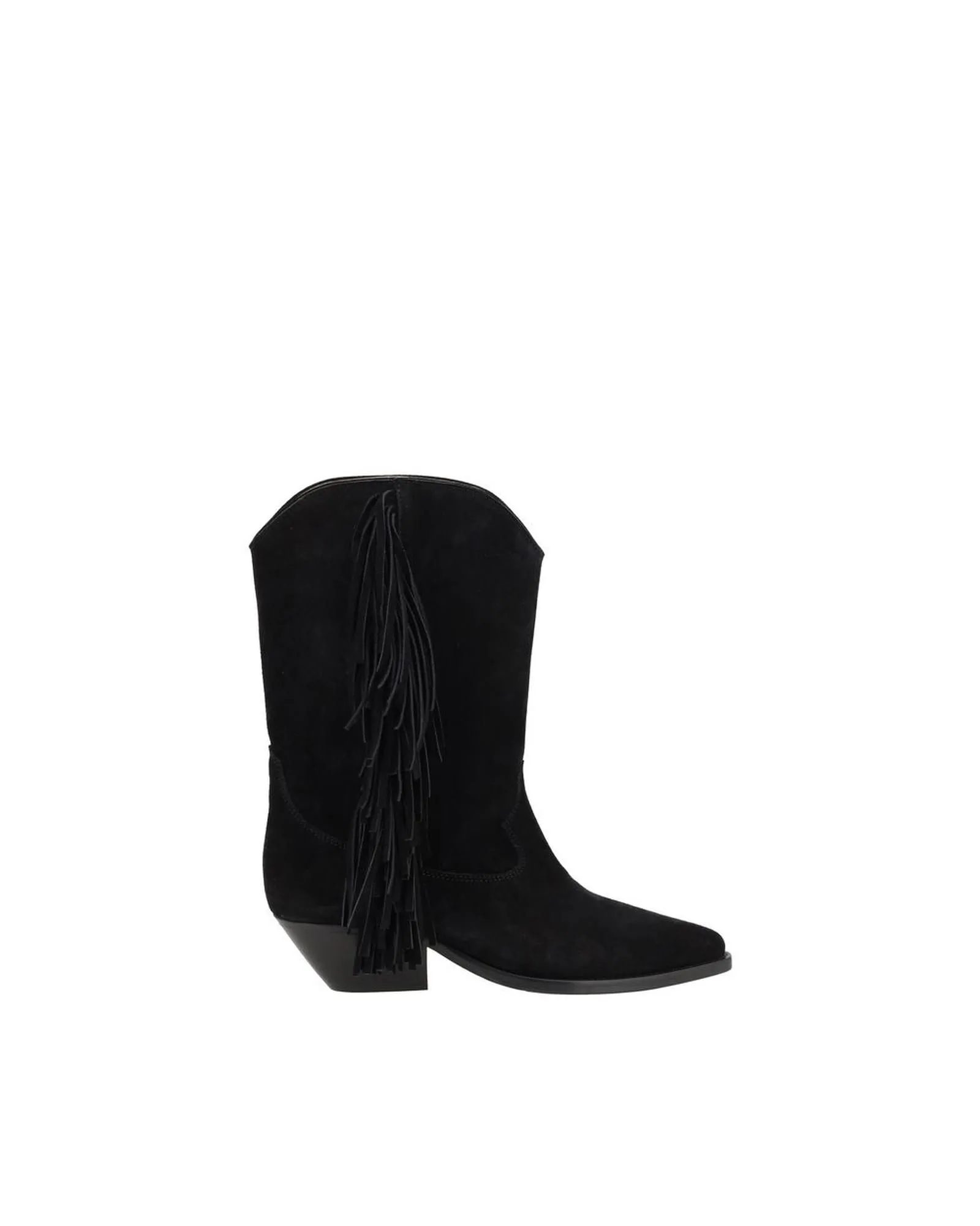 Dicker Suede Fringe Boots Wo - Black