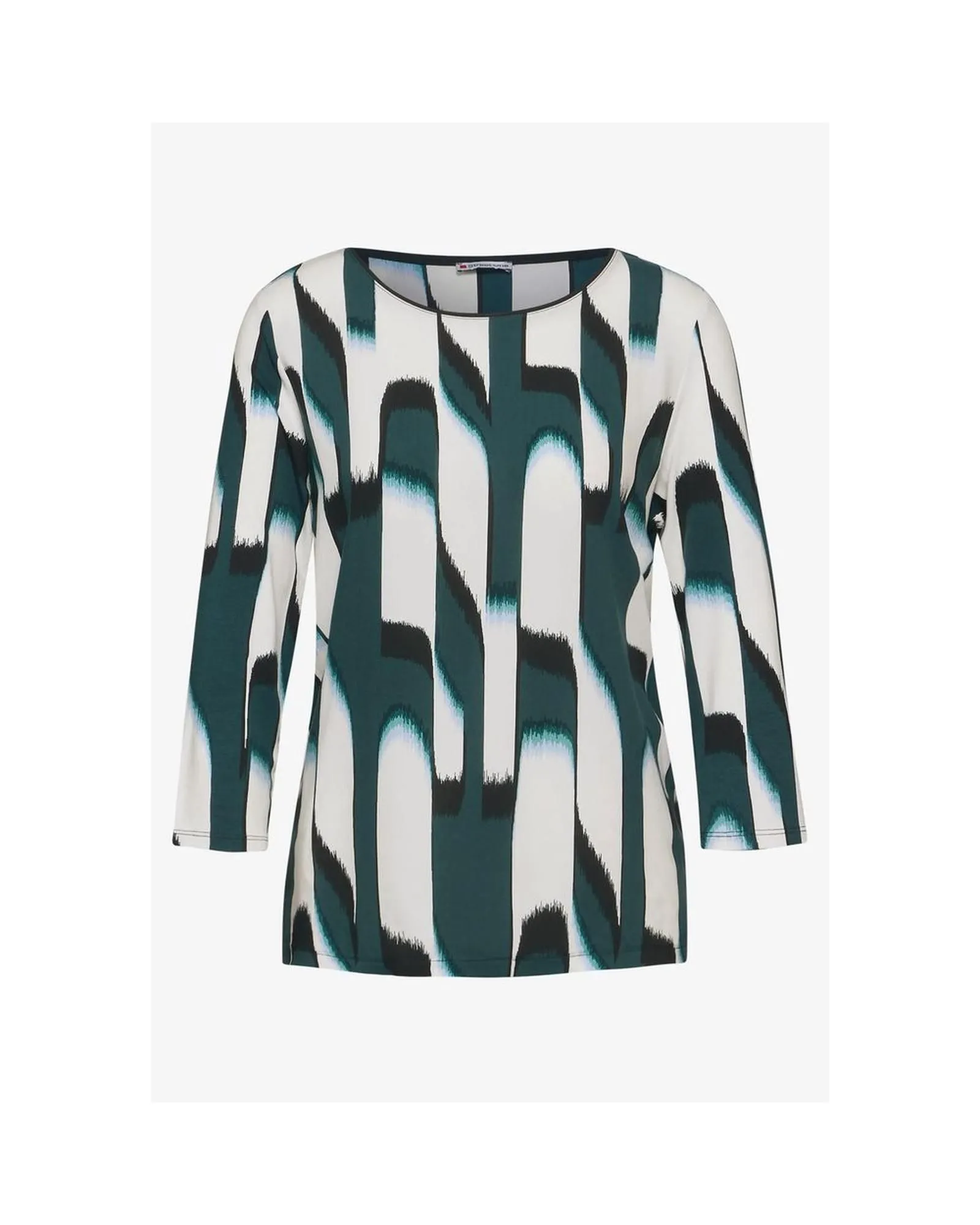 34 Sleeve Abstract Top Model 1516550015- Green Shirts