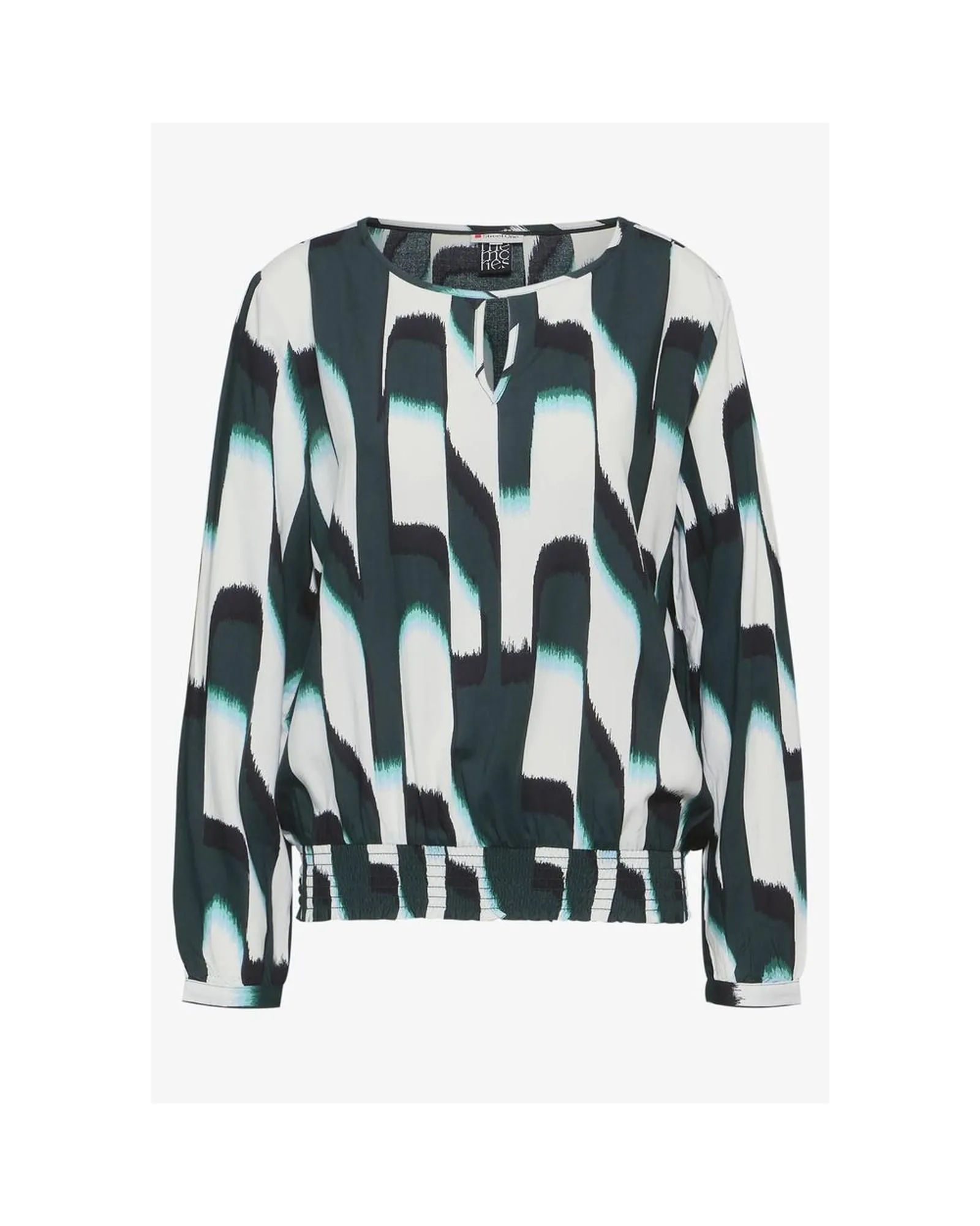 Abstract print blouse long sleeves- Green Shirts