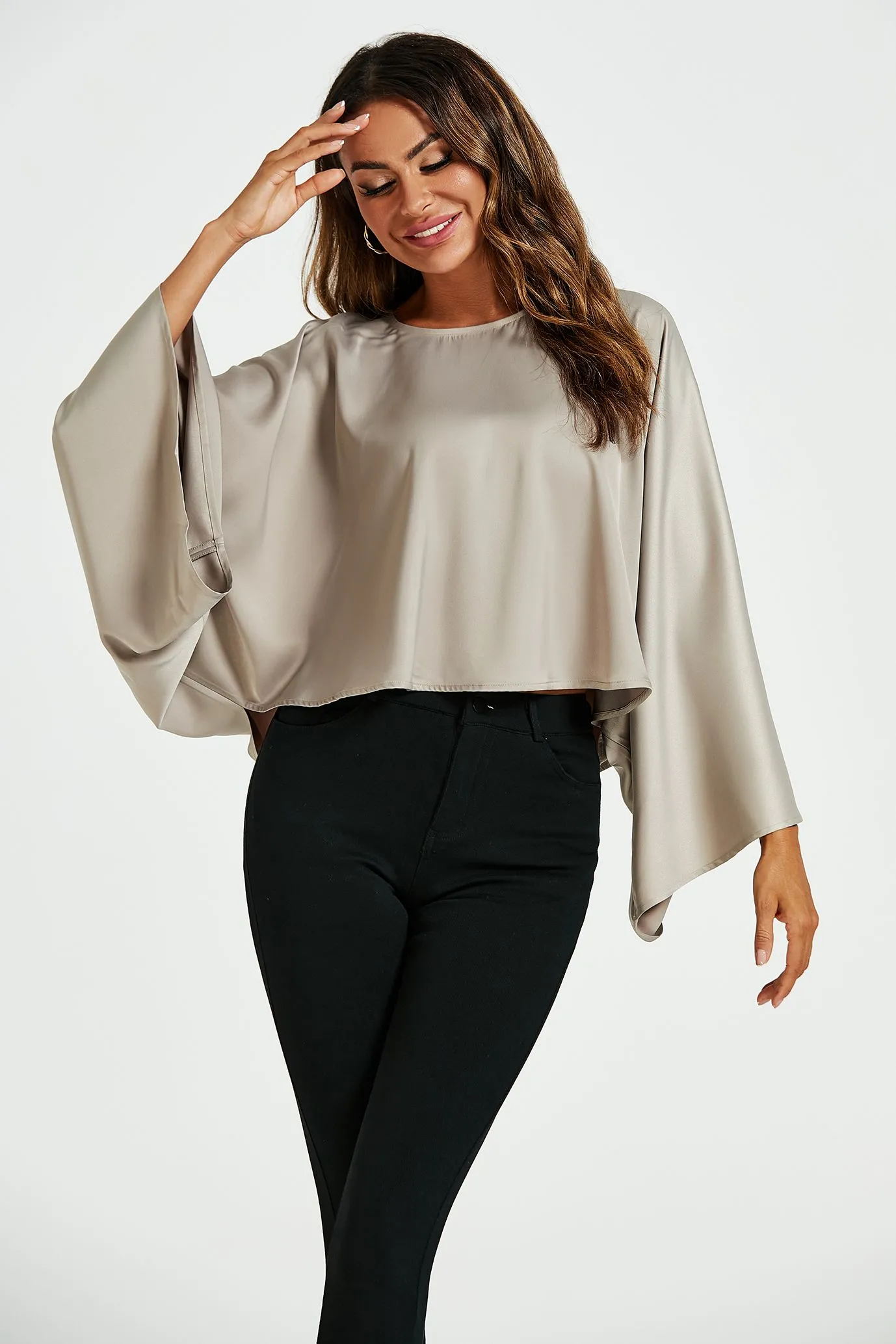 Satin Loose-Fit Crop Top
