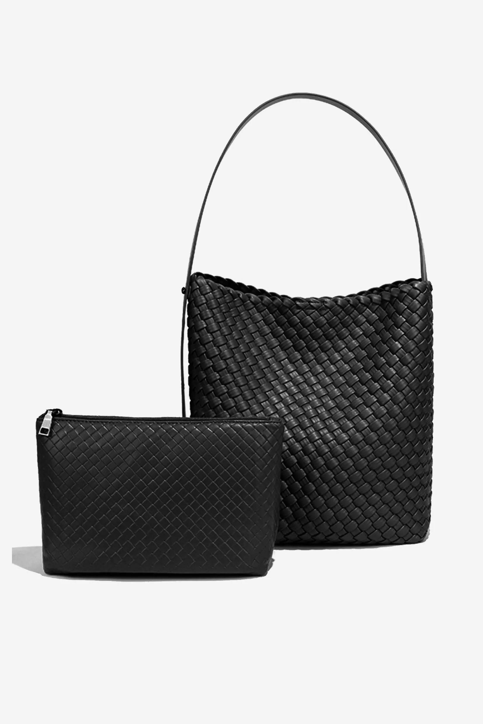 Braided Shoulder - Handbag In Black