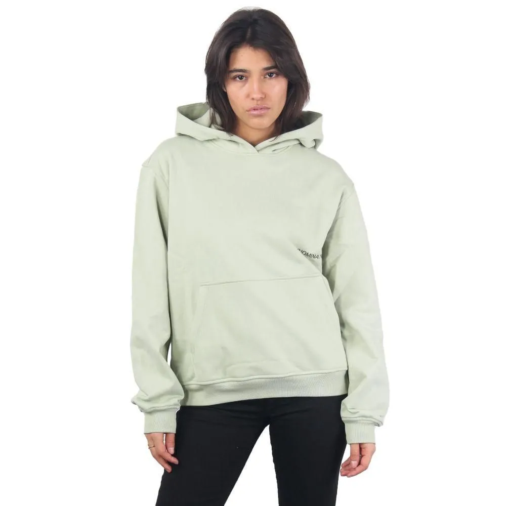 Cotton Hooded Sweatshirt with Large Central Pocket- Green