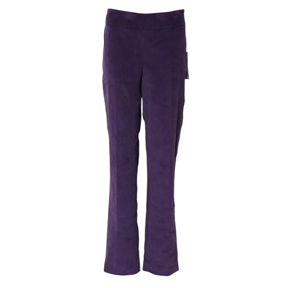 High Waisted Flared Pants with Zipper Closure- Purple Jeans