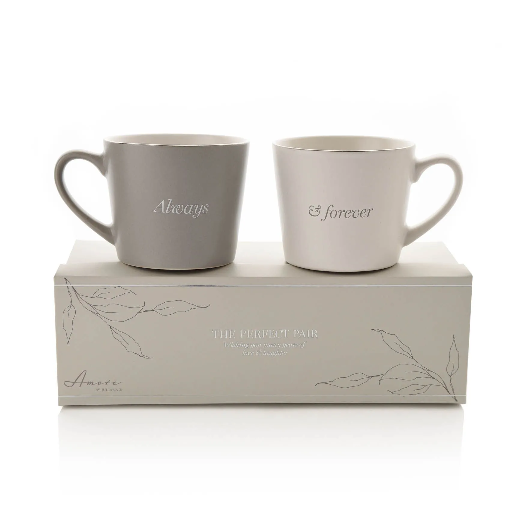 Set of 2 Grey & White Mugs - Always & Forever