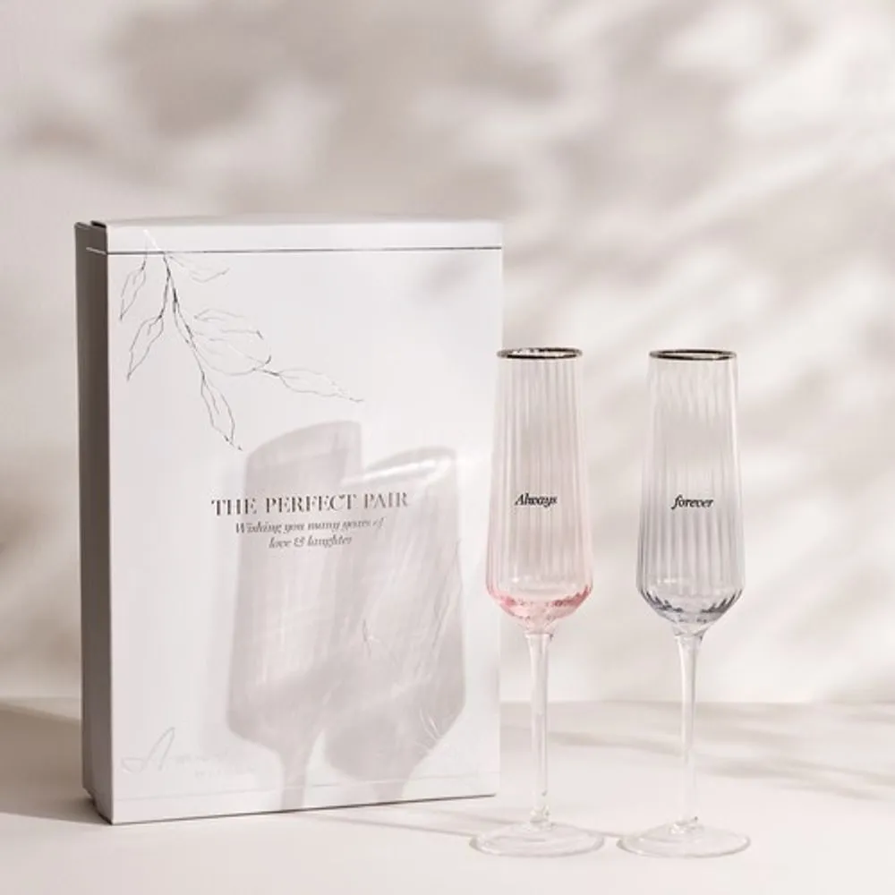 Set of 2 Flute Glasses - Always & Forever