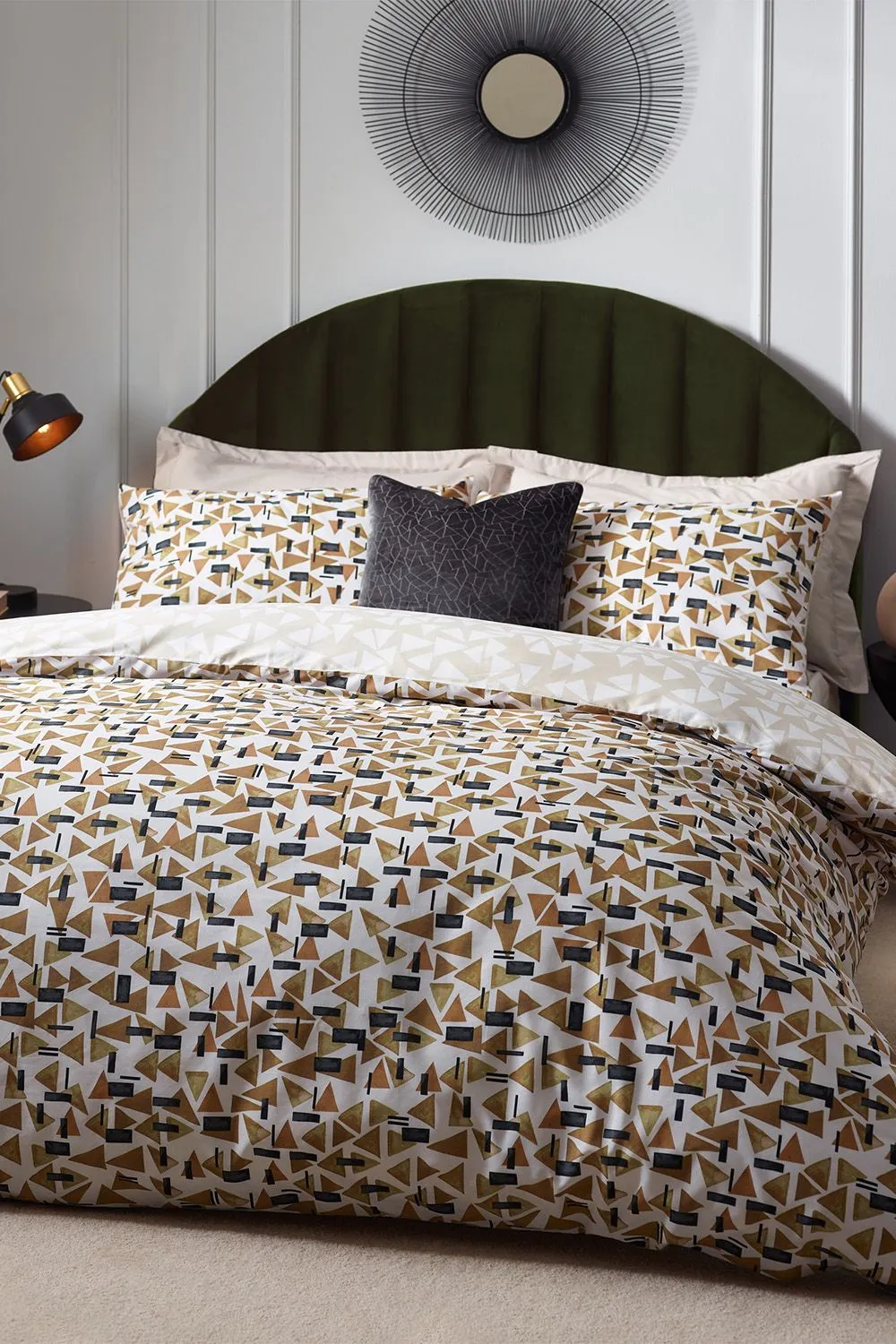 City Abstract Geometric Cotton Rich Reversible Duvet Cover Set