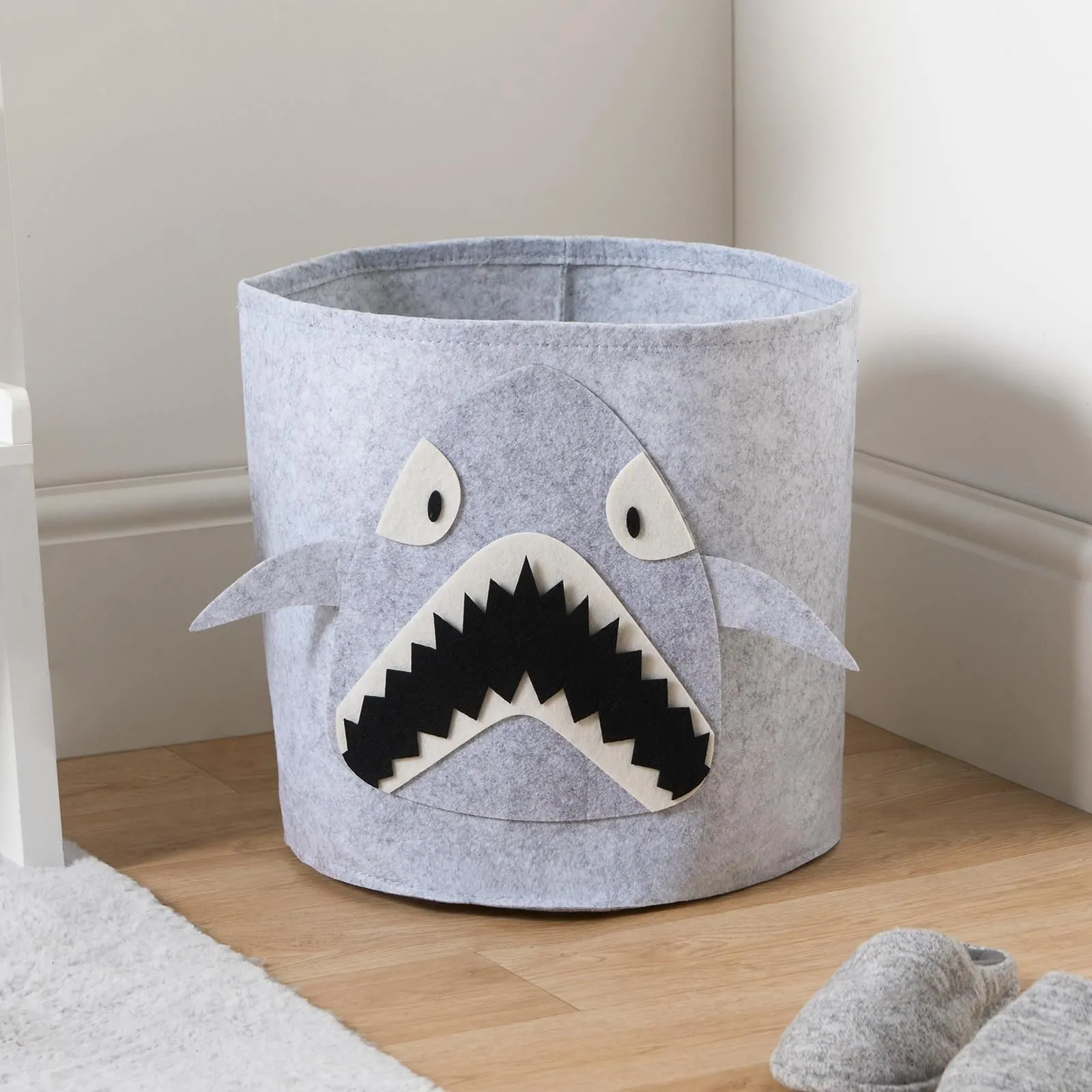 Storage Basket Toy Clothes Felt Shoe Organiser Animal, Shark - Grey