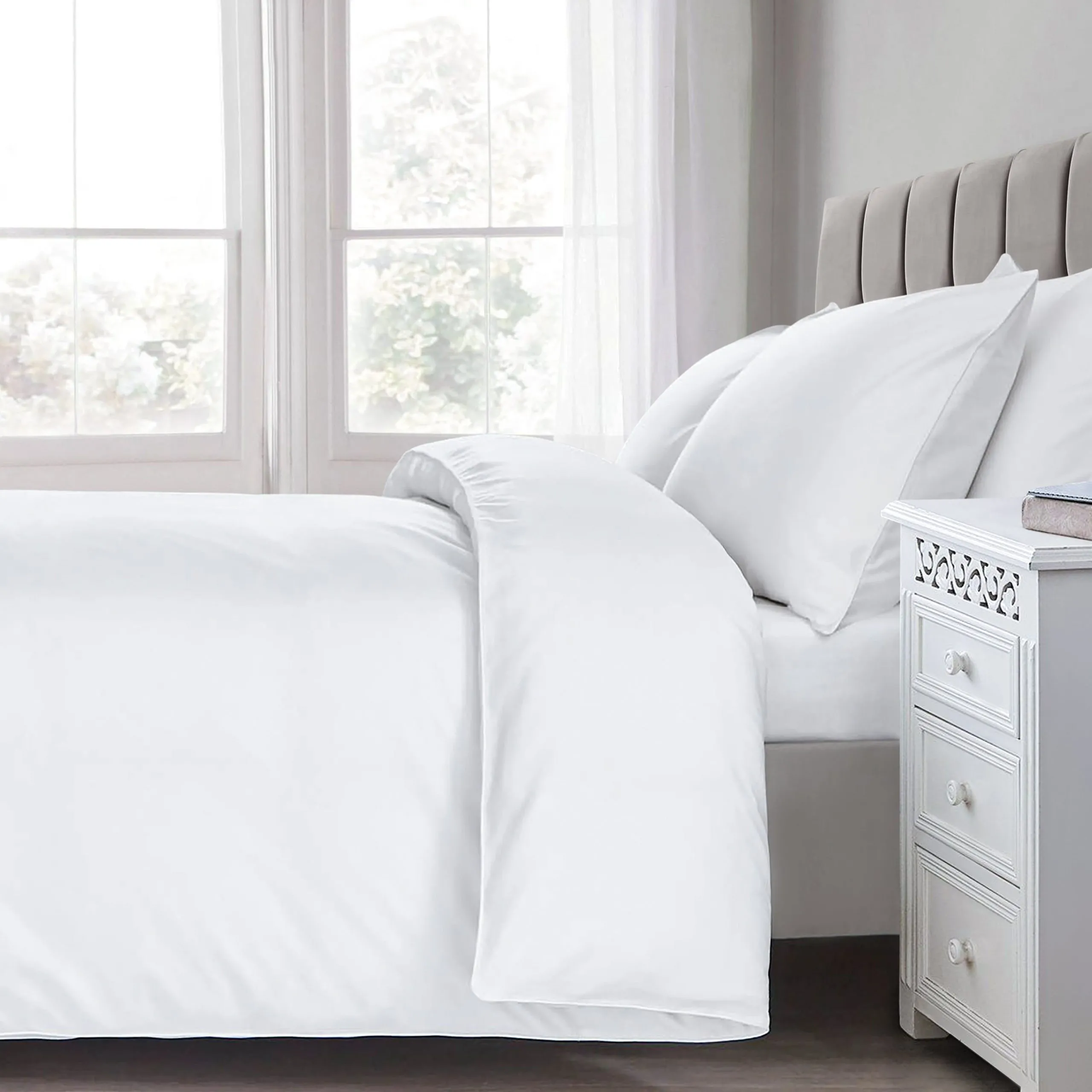 Premium Percale Cotton White 200 Thread Count Bedding Collection