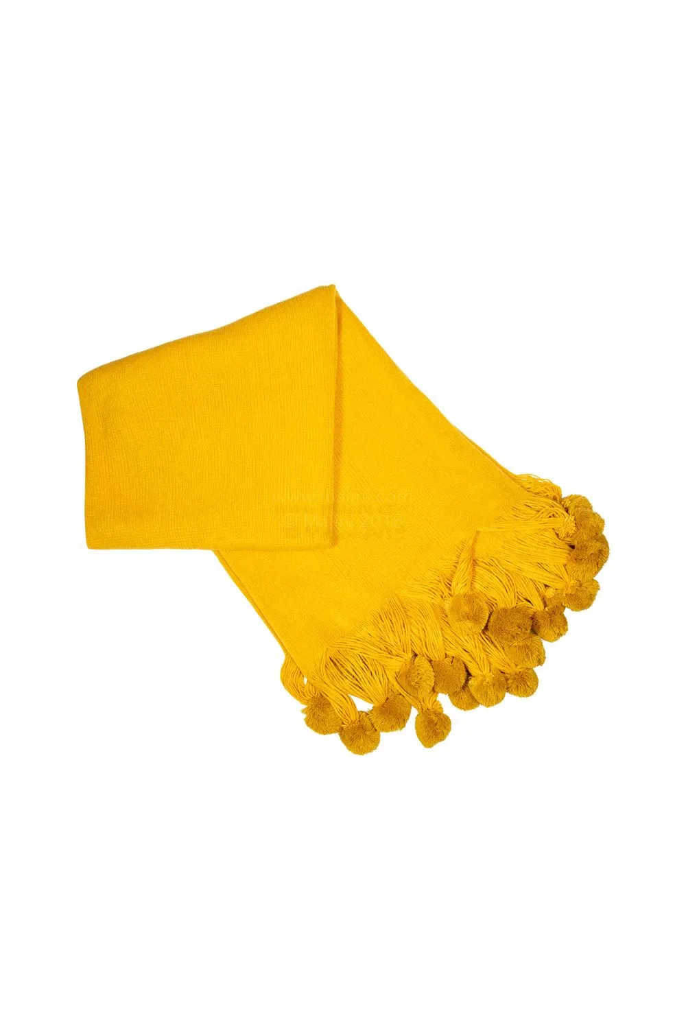 Pom Pom Ombre Throw Mustard