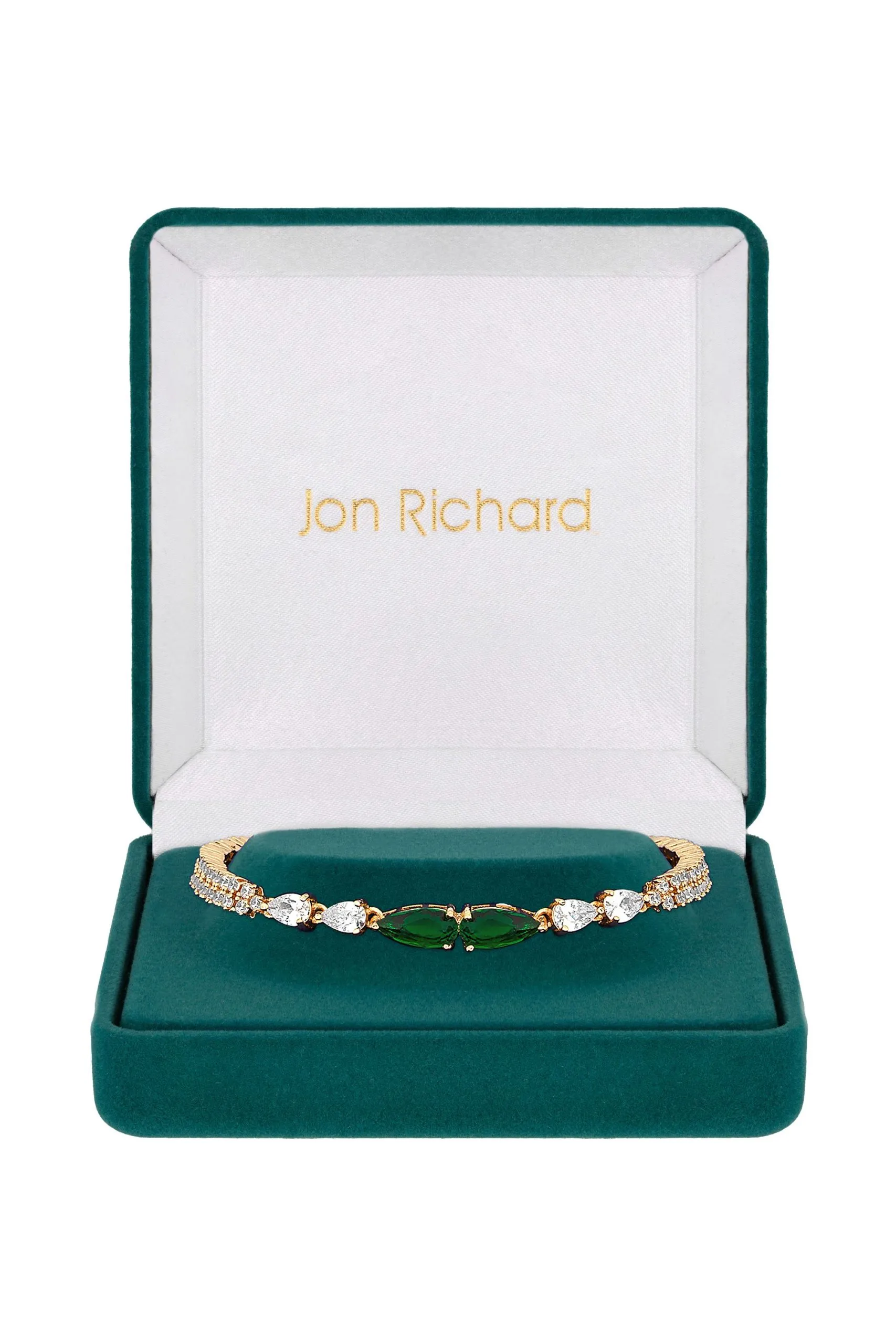 Gift Packaged Gold And Emerald Green Cubic Zirconia Bracelet