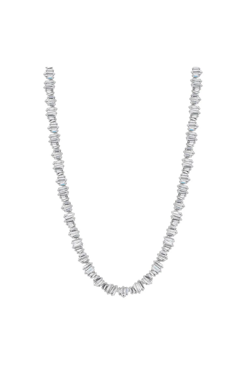 Rhodium Baguette Stone Cubic Zirconia Necklace
