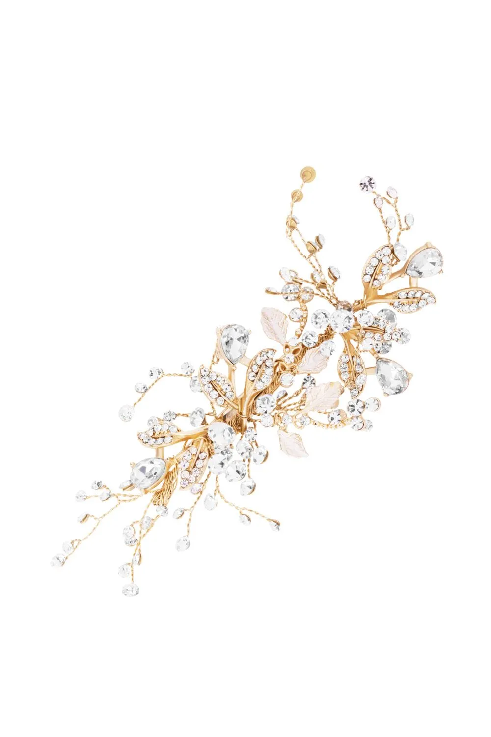 Gold Plated Harmony Gold Leaf And Crystal Sprig Clip