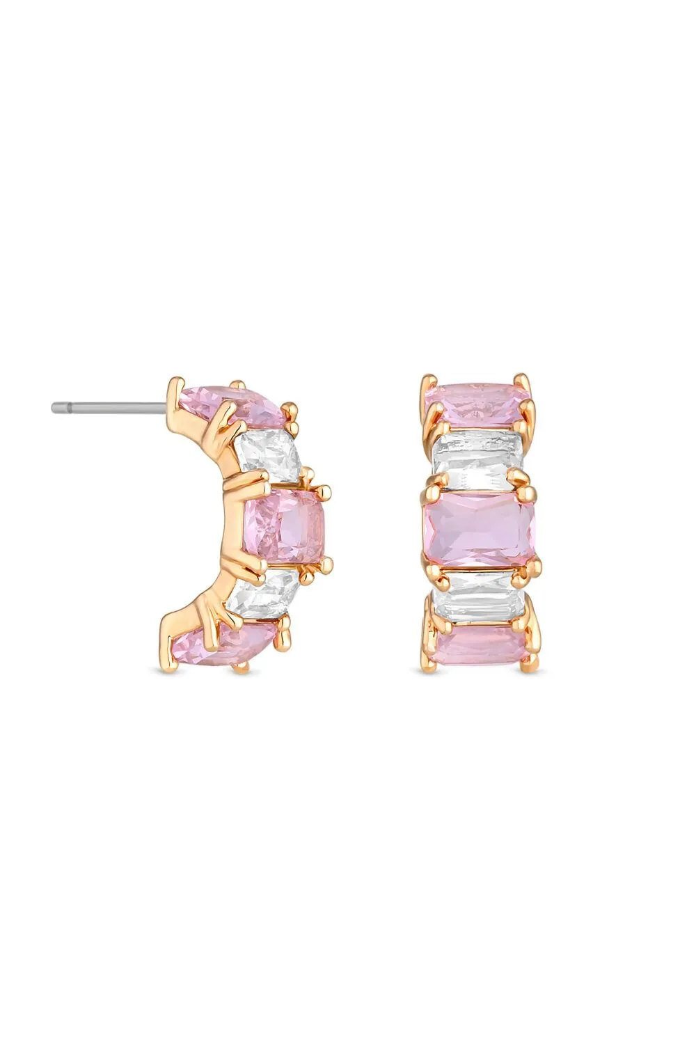 Rose Gold Plated Pink Tonal Hoop Earrings