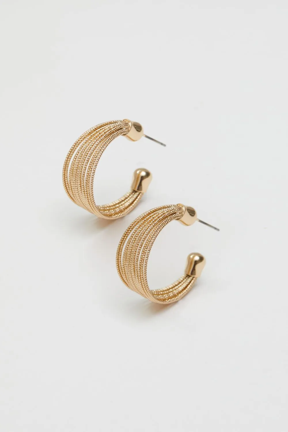 Gold Textured Dome Hoop Earrings