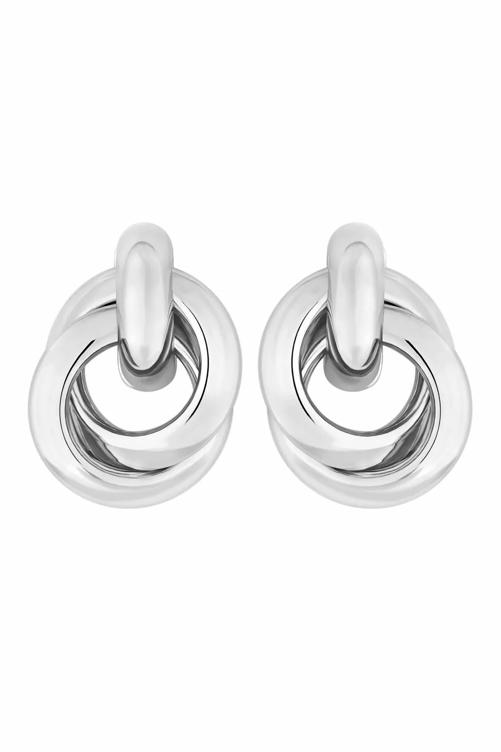 Rhodium Plated Large Knot Stud Earrings
