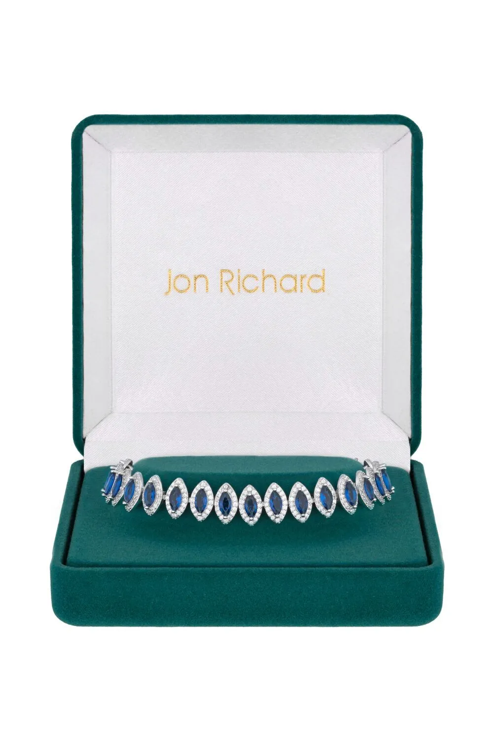 Rhodium Plated Blue Navette Bracelet - Gift Boxed