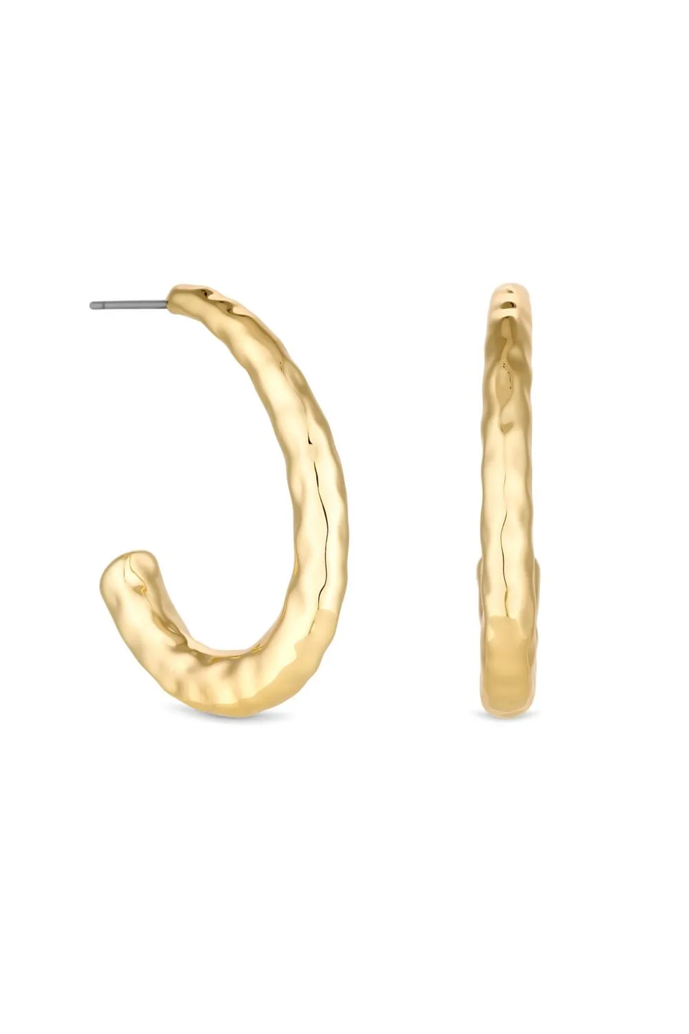 Jon Richard Gold Plated Hammered Stainless Steel Hoop Earrings
