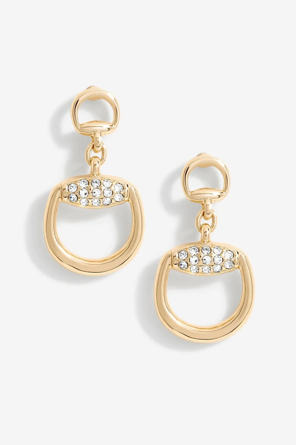 Gold Plated Crystal Snaffle Drop Earrings