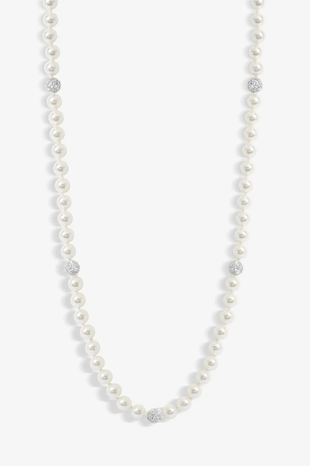 Pearl And Pave Ball Rope Necklace